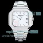 HBF Factory Swiss Clone Patek Philippe New Cubitus White Embossed Dial Steel Watch 